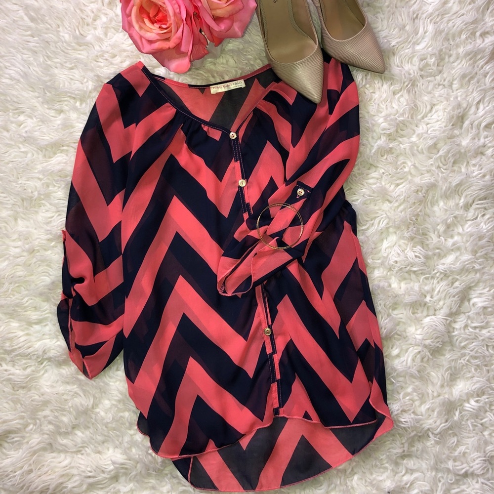 Brown and Orange/Pink Blouse